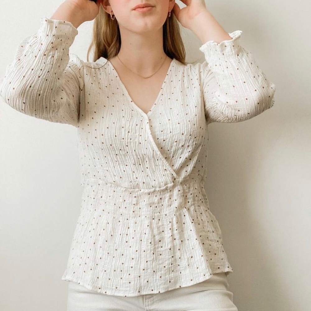 COPY - floaty E & M gauze polka dot top